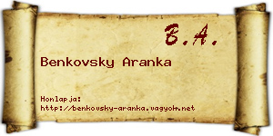 Benkovsky Aranka névjegykártya